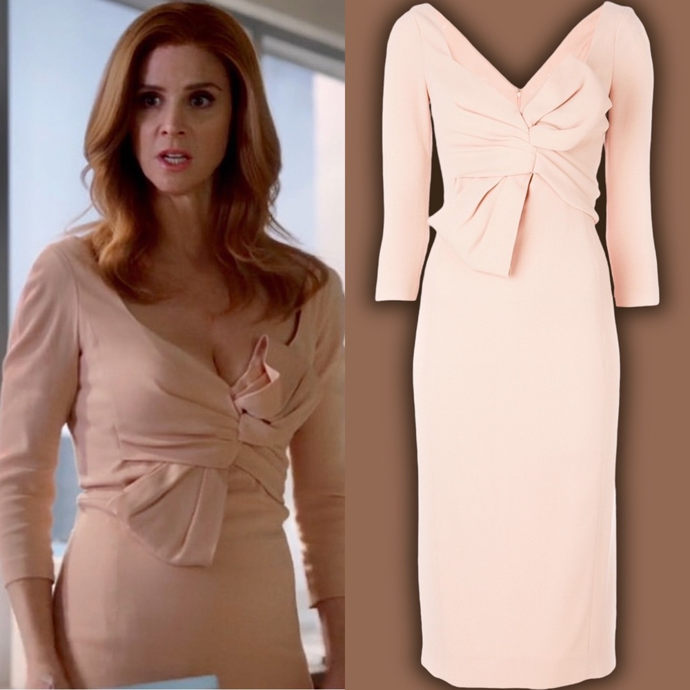 NWT DSquared2 Blush Pink Bow Front Midi Dress Size 40 ASO Donna Paulsen on SUITS